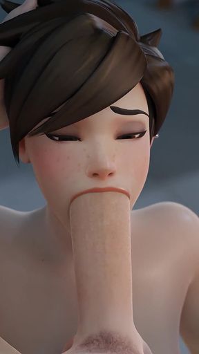 Tracer & 3 Guys One by One - Blowjob, Anal & Fuck While Playing Game 3D Overwatch Porn