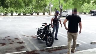 Straight biker rides cock for cash in the pawnshop