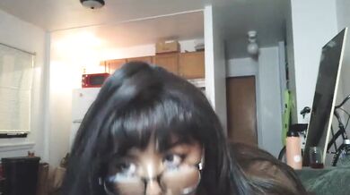 Nerdy Brunette Ebony Rides your cock while dirty talking