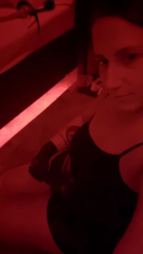 Mistress in gloves will strap you on