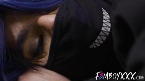 ”Horny femboy Angel Santana gives hung BF a footjob until cumshot”