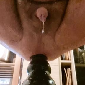 Double huge prostate cumshots with my monster dildo, my penis went ridiculus, really a micropenis when I fuck my ass