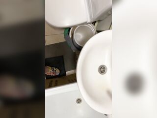 Void urine in girlfriend's sink with uncircumcised ramrod POV