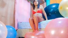 Sexy Juju Foot Pops Your Big Punch Balloons In Hot Red Lingerie
