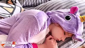 Teen in Costume Blowjob and Hardcore After Awakening - Face Cum
