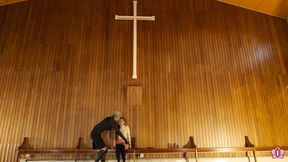 Blasphemous Bench Slut P1: Slave Mila Caught Masturbating in Church is Made to Cum Under the Cross by Mistress Inka (4K)