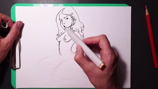 quick marker sketch of a nude babe cunt with mouth, blonde