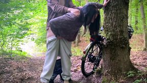 Dumb Brunette Broke Her Bike in the Woods &amp; Pay with Her Pussy for the Repair! Doggystyle Fuck