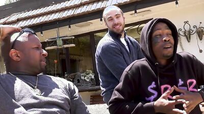 Slutty Asian babe Sharon Lee is fucking with two black studs