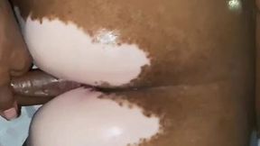 Brother's best friend sloppily fucks an ebony babe with vitiligo - vaginal sex!