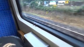 My girlfriend does her first walk in the middle of the train