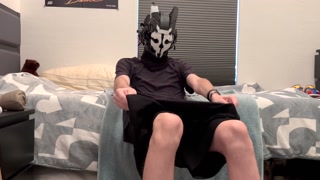 Harnessed Robo gets plugged up and fucks pussy