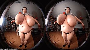 VR180 3D - A new Job for Alice: The Busty Secretary - Alice's Under Boobs in a too small Grey Shirt (Clip No 3017 - 4K mp4 version)
