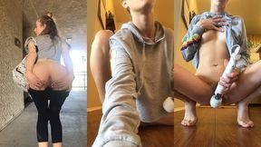 public tease turns soaked 💦 watch me squirt after holding it in too long
