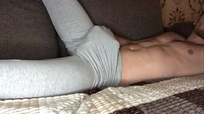 Hot GUY Get Horny During MOVIE and Cum Big LOAD! Big cumshot! Moans