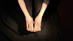 Intimate feet play with fake cumshot