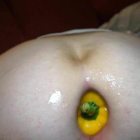 Giant peper in my asshole to a giant gape fist and prolapse