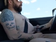 Drive Naked! Cumming while passing cars with several cock rings on!