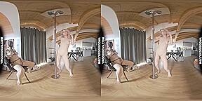 Ingrida Giving Private Strip Show Pole Dance Show For Anonymous Masked Big Boobed Girl Diana