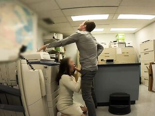 Caught by Secretary jerking off in office. Oral sex-job