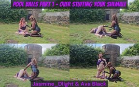 Jasmine_dlight &amp; Ava Black - Pool Balls Part 1 - Over Stuffing Your Shemale Outdoor
