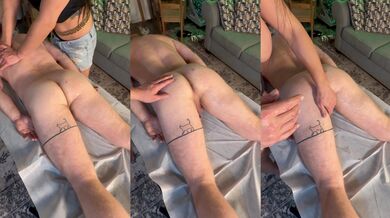 TS girl gives her man a prostate massage that makes him scream