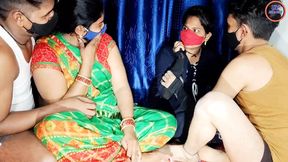 Two Indian babes get gangbanged by stepbrothers in raunchy family sex party