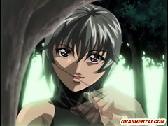 Hentai nun gets squeezed her boobs by perverted priest