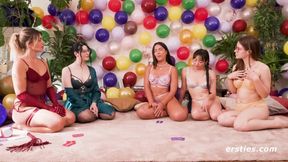 Dare Ring Lesbians Gush Choked in BDSM Panty Wrecking Orgy Destroyed