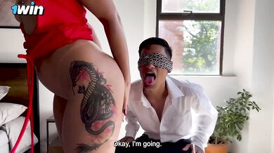 Blindfolded twink gets wrecked by big ass latina in wild sex game