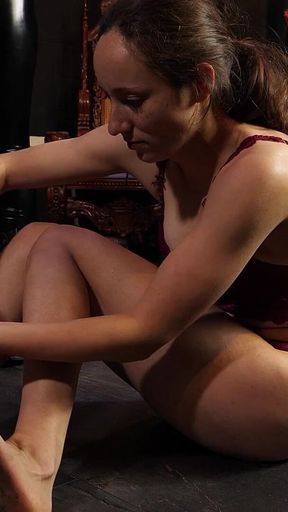 Bruised by Bastinado: Slave Mila's Delicate Soles Endure 105 Strokes From Mistress Baton While Counting in Dutch and Afrikaans