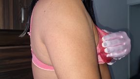 A Classic Vs Satin Bra, with Pointy Tits