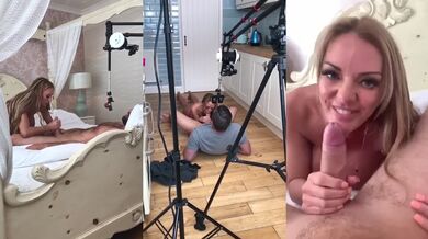 BTS with big tits British MILF POV blowjob