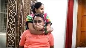 Lazy husband is dominated by his hot Indian wife.