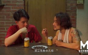 Double the fun with two busty Asian beauties in mini skirts seducing horny guys