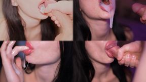 Cum in mouth and on lips compilation! Cum play swallow