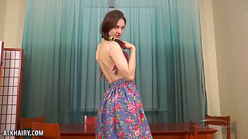 Ariadna Moon took off her panties to show us her nice bush, because it excites her