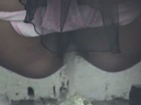 Sweet blondie in pink panties spied with camera in the toilet room