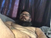 FTM bear chub trying out my new giant dildo