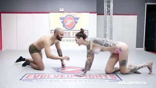 Nude wrestling man against Girl as Rocky Emerson battles Oliver