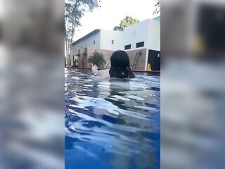 Busty Latin Greece Swiming in the Pool