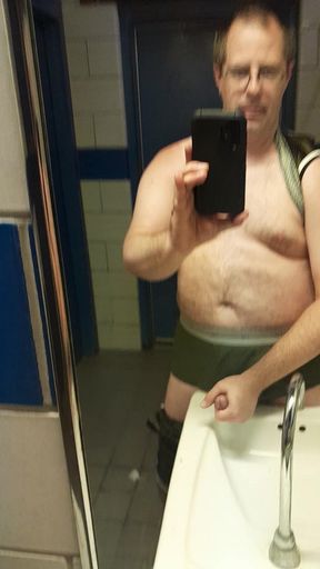 me jerking off in my underwear in a public bathroom
