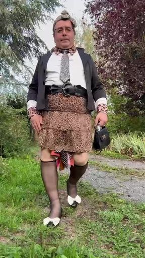 In a quick outfit with a leopard skirt for a night out