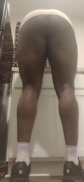 Thick crossdresser bending over