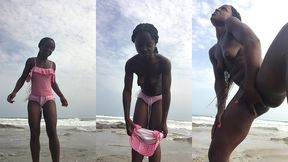 crazybitch shows off skin without clothes at the beach