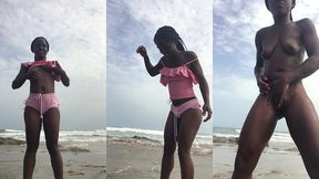 crazybitch shows off skin without clothes at the beach