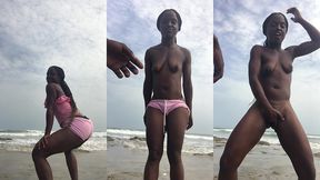 crazybitch shows off skin without clothes at the beach