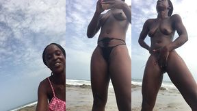 crazybitch shows off skin without clothes at the beach