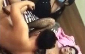 Two ladyboys and their sub