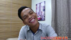 Asian twink and his older boss take turns for bareback sex